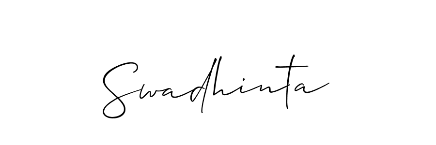 Design your own signature with our free online signature maker. With this signature software, you can create a handwritten (Allison_Script) signature for name Swadhinta. Swadhinta signature style 2 images and pictures png