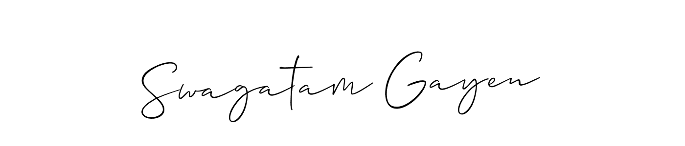 Swagatam Gayen stylish signature style. Best Handwritten Sign (Allison_Script) for my name. Handwritten Signature Collection Ideas for my name Swagatam Gayen. Swagatam Gayen signature style 2 images and pictures png