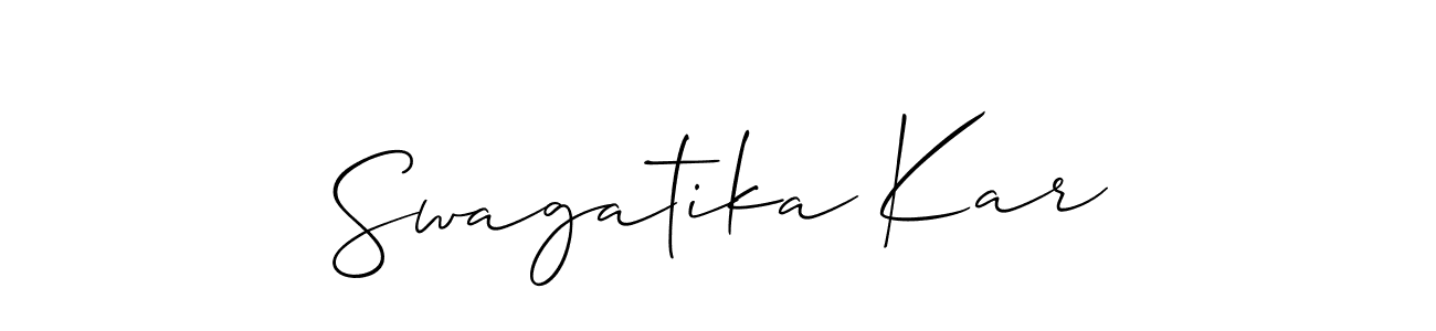 Also You can easily find your signature by using the search form. We will create Swagatika Kar name handwritten signature images for you free of cost using Allison_Script sign style. Swagatika Kar signature style 2 images and pictures png