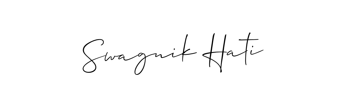 Make a short Swagnik Hati signature style. Manage your documents anywhere anytime using Allison_Script. Create and add eSignatures, submit forms, share and send files easily. Swagnik Hati signature style 2 images and pictures png