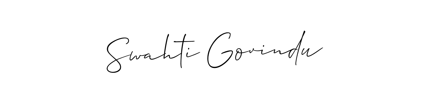 This is the best signature style for the Swahti Govindu name. Also you like these signature font (Allison_Script). Mix name signature. Swahti Govindu signature style 2 images and pictures png