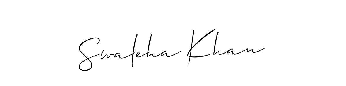 The best way (Allison_Script) to make a short signature is to pick only two or three words in your name. The name Swaleha Khan include a total of six letters. For converting this name. Swaleha Khan signature style 2 images and pictures png