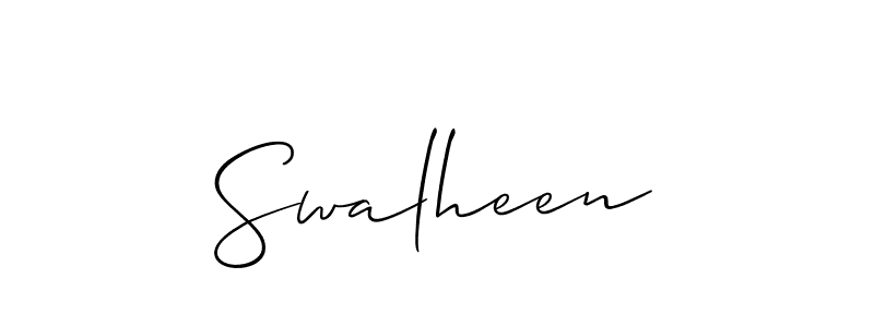 Allison_Script is a professional signature style that is perfect for those who want to add a touch of class to their signature. It is also a great choice for those who want to make their signature more unique. Get Swalheen name to fancy signature for free. Swalheen signature style 2 images and pictures png