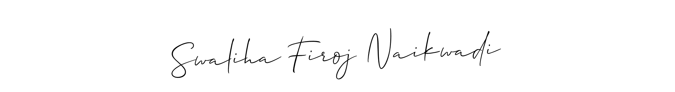 Allison_Script is a professional signature style that is perfect for those who want to add a touch of class to their signature. It is also a great choice for those who want to make their signature more unique. Get Swaliha Firoj Naikwadi name to fancy signature for free. Swaliha Firoj Naikwadi signature style 2 images and pictures png