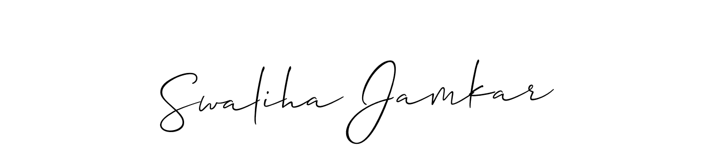 How to make Swaliha Jamkar signature? Allison_Script is a professional autograph style. Create handwritten signature for Swaliha Jamkar name. Swaliha Jamkar signature style 2 images and pictures png