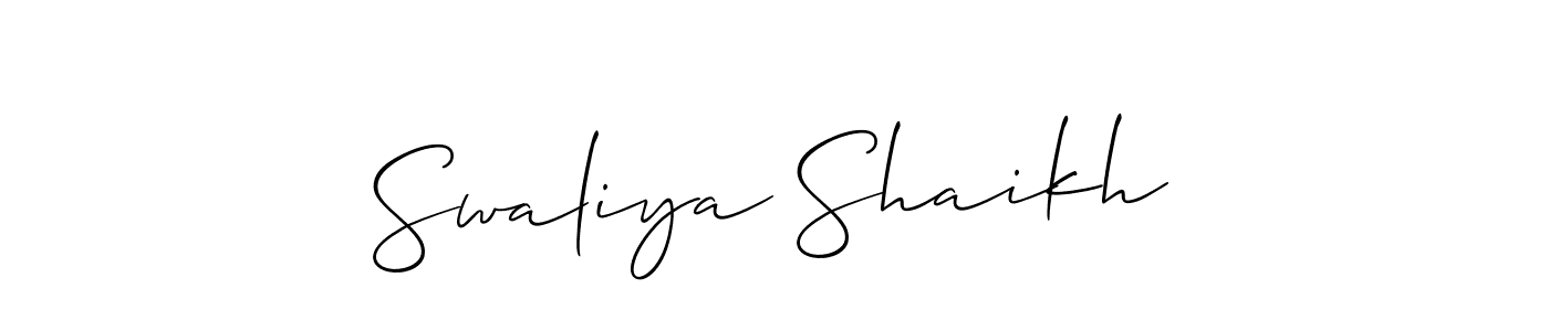 Create a beautiful signature design for name Swaliya Shaikh. With this signature (Allison_Script) fonts, you can make a handwritten signature for free. Swaliya Shaikh signature style 2 images and pictures png