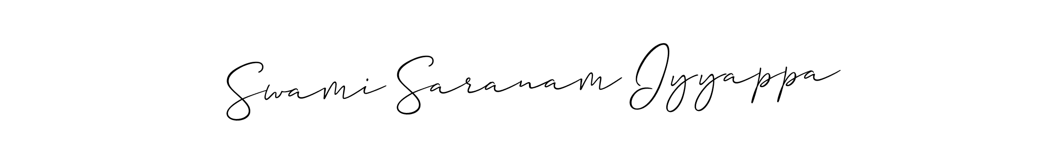 Use a signature maker to create a handwritten signature online. With this signature software, you can design (Allison_Script) your own signature for name Swami Saranam Iyyappa. Swami Saranam Iyyappa signature style 2 images and pictures png