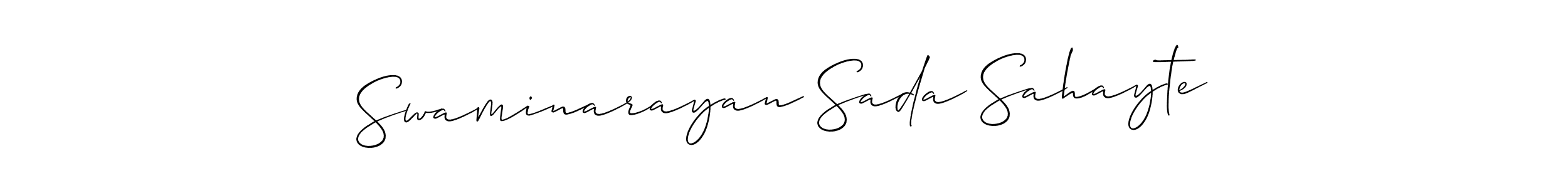 How to make Swaminarayan Sada Sahayte name signature. Use Allison_Script style for creating short signs online. This is the latest handwritten sign. Swaminarayan Sada Sahayte signature style 2 images and pictures png