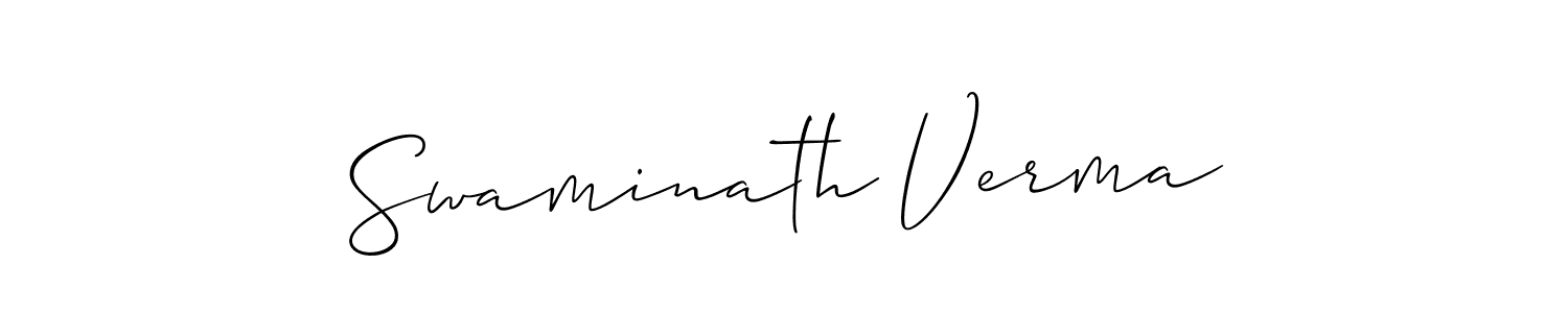 Make a beautiful signature design for name Swaminath Verma. With this signature (Allison_Script) style, you can create a handwritten signature for free. Swaminath Verma signature style 2 images and pictures png