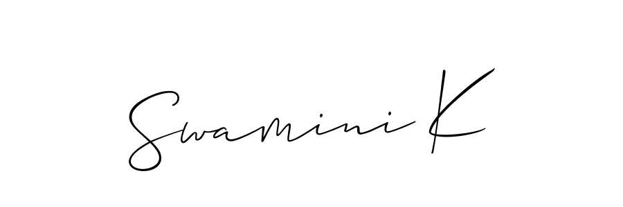 You should practise on your own different ways (Allison_Script) to write your name (Swamini K) in signature. don't let someone else do it for you. Swamini K signature style 2 images and pictures png