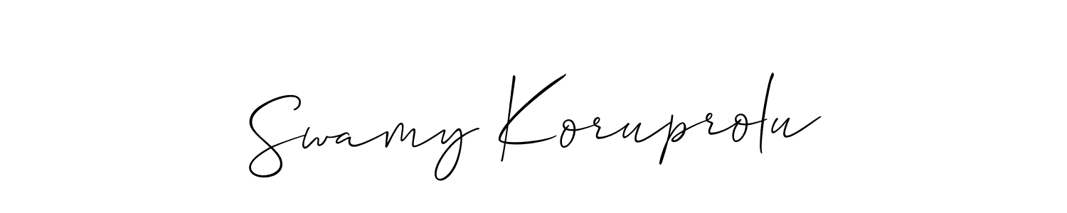 This is the best signature style for the Swamy Koruprolu name. Also you like these signature font (Allison_Script). Mix name signature. Swamy Koruprolu signature style 2 images and pictures png