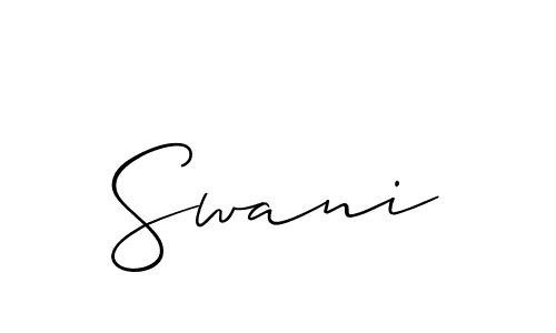 Use a signature maker to create a handwritten signature online. With this signature software, you can design (Allison_Script) your own signature for name Swani. Swani signature style 2 images and pictures png