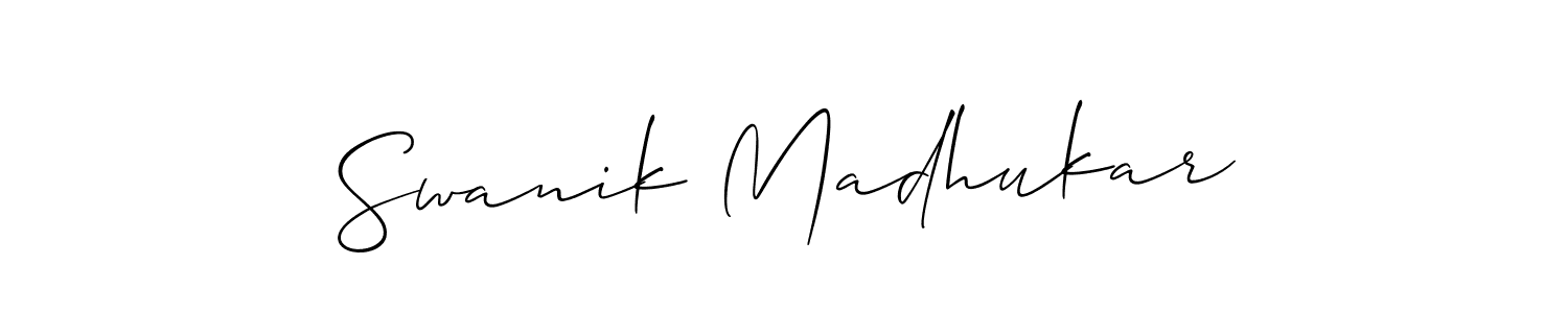 Create a beautiful signature design for name Swanik Madhukar. With this signature (Allison_Script) fonts, you can make a handwritten signature for free. Swanik Madhukar signature style 2 images and pictures png
