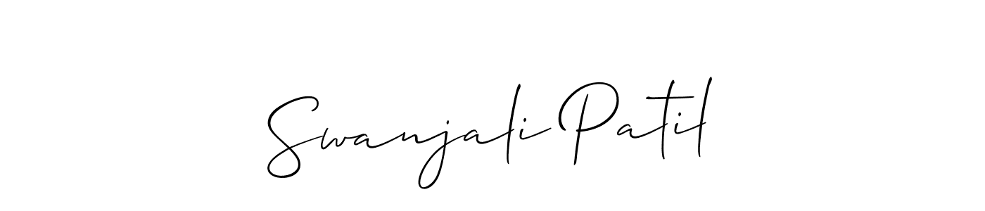 How to make Swanjali Patil name signature. Use Allison_Script style for creating short signs online. This is the latest handwritten sign. Swanjali Patil signature style 2 images and pictures png