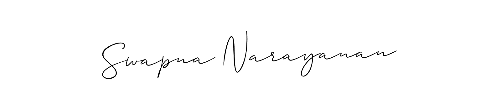 Make a short Swapna Narayanan signature style. Manage your documents anywhere anytime using Allison_Script. Create and add eSignatures, submit forms, share and send files easily. Swapna Narayanan signature style 2 images and pictures png