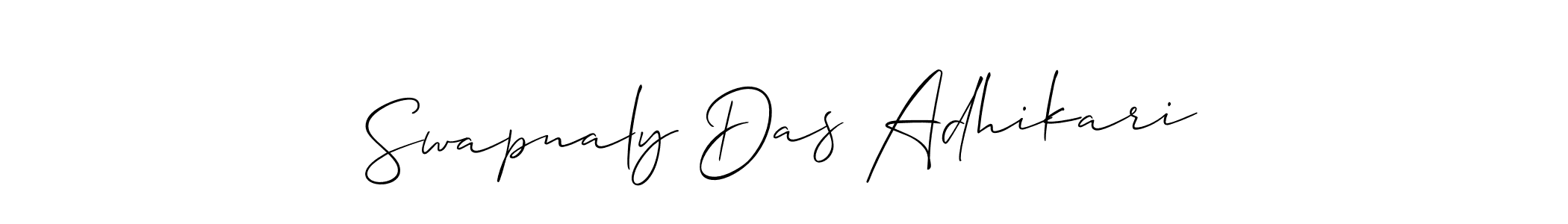 Also You can easily find your signature by using the search form. We will create Swapnaly Das Adhikari name handwritten signature images for you free of cost using Allison_Script sign style. Swapnaly Das Adhikari signature style 2 images and pictures png