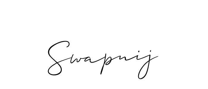 Use a signature maker to create a handwritten signature online. With this signature software, you can design (Allison_Script) your own signature for name Swapnij. Swapnij signature style 2 images and pictures png