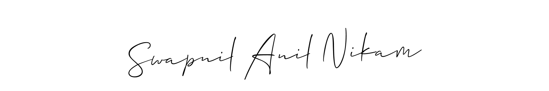 The best way (Allison_Script) to make a short signature is to pick only two or three words in your name. The name Swapnil Anil Nikam include a total of six letters. For converting this name. Swapnil Anil Nikam signature style 2 images and pictures png