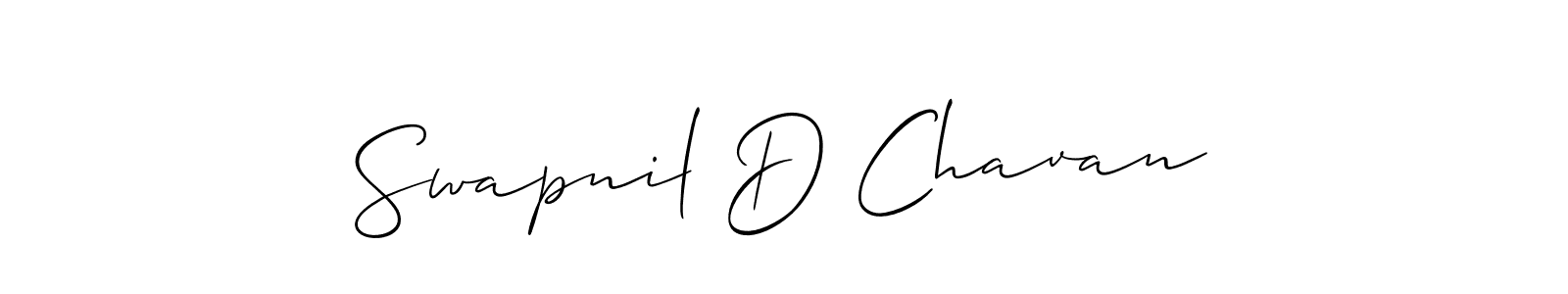 The best way (Allison_Script) to make a short signature is to pick only two or three words in your name. The name Swapnil D Chavan include a total of six letters. For converting this name. Swapnil D Chavan signature style 2 images and pictures png
