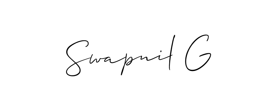 The best way (Allison_Script) to make a short signature is to pick only two or three words in your name. The name Swapnil G include a total of six letters. For converting this name. Swapnil G signature style 2 images and pictures png