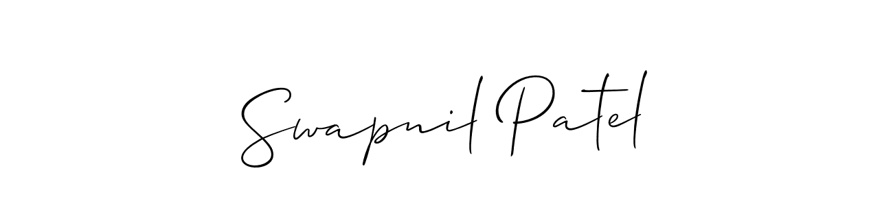 How to make Swapnil Patel name signature. Use Allison_Script style for creating short signs online. This is the latest handwritten sign. Swapnil Patel signature style 2 images and pictures png