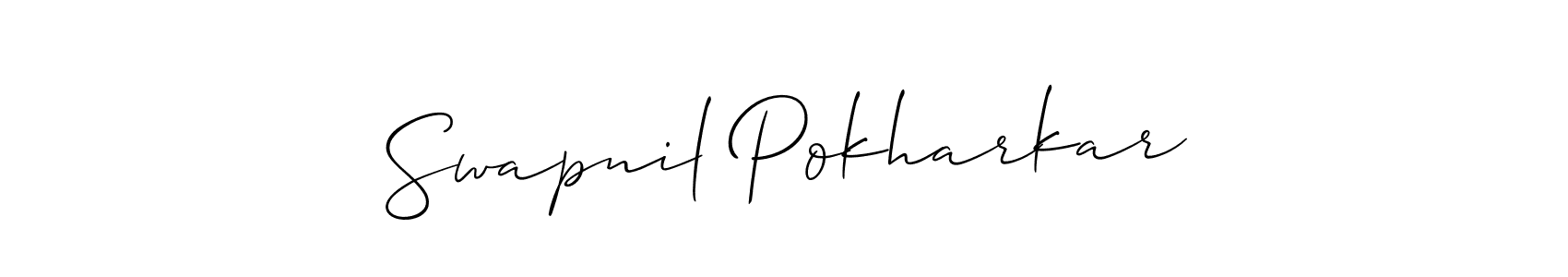This is the best signature style for the Swapnil Pokharkar name. Also you like these signature font (Allison_Script). Mix name signature. Swapnil Pokharkar signature style 2 images and pictures png