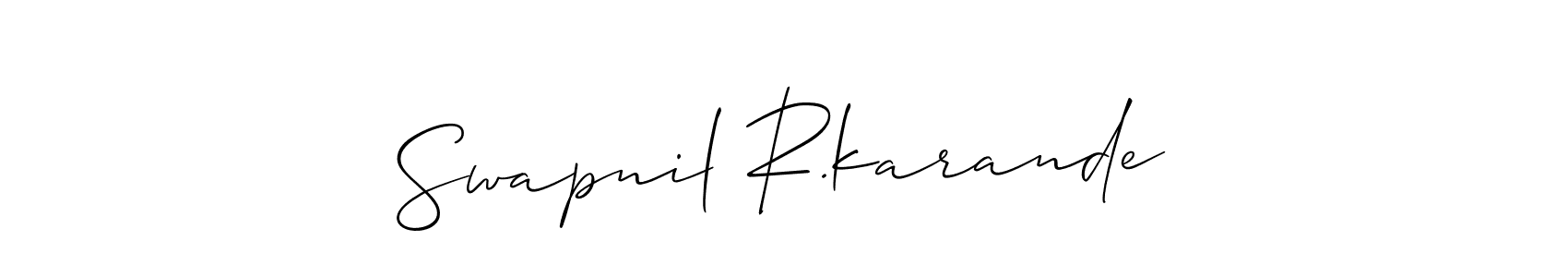 How to Draw Swapnil R.karande signature style? Allison_Script is a latest design signature styles for name Swapnil R.karande. Swapnil R.karande signature style 2 images and pictures png