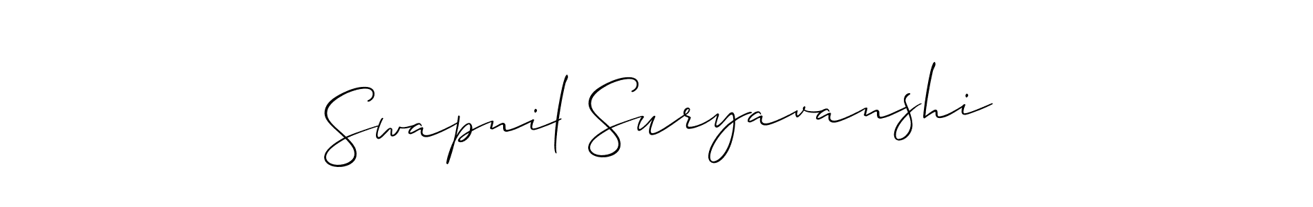 Allison_Script is a professional signature style that is perfect for those who want to add a touch of class to their signature. It is also a great choice for those who want to make their signature more unique. Get Swapnil Suryavanshi name to fancy signature for free. Swapnil Suryavanshi signature style 2 images and pictures png