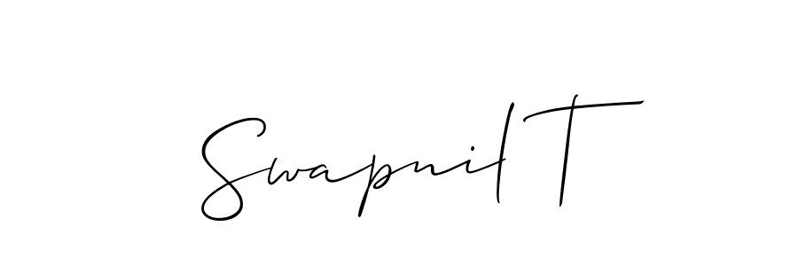 How to make Swapnil T name signature. Use Allison_Script style for creating short signs online. This is the latest handwritten sign. Swapnil T signature style 2 images and pictures png