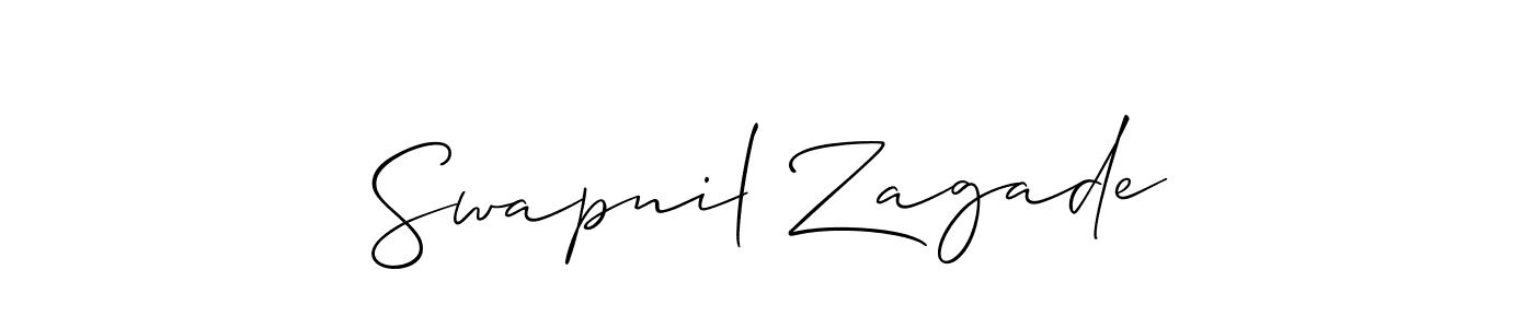 Allison_Script is a professional signature style that is perfect for those who want to add a touch of class to their signature. It is also a great choice for those who want to make their signature more unique. Get Swapnil Zagade name to fancy signature for free. Swapnil Zagade signature style 2 images and pictures png