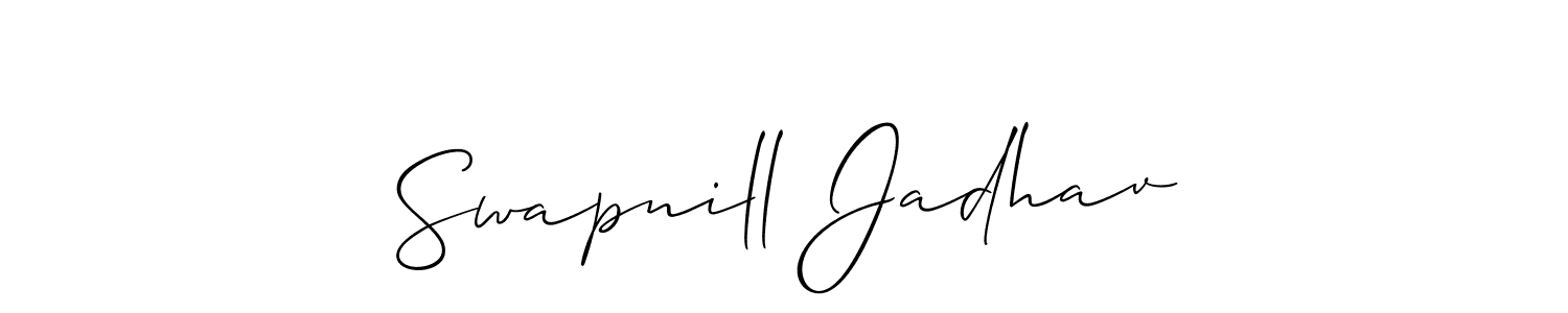 This is the best signature style for the Swapnill Jadhav name. Also you like these signature font (Allison_Script). Mix name signature. Swapnill Jadhav signature style 2 images and pictures png