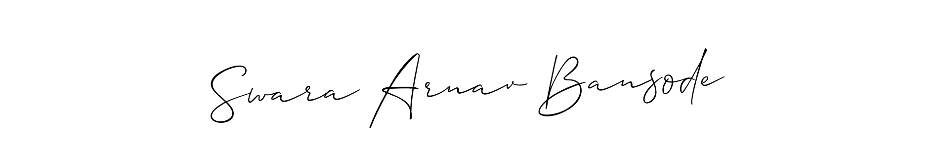 Swara Arnav Bansode stylish signature style. Best Handwritten Sign (Allison_Script) for my name. Handwritten Signature Collection Ideas for my name Swara Arnav Bansode. Swara Arnav Bansode signature style 2 images and pictures png