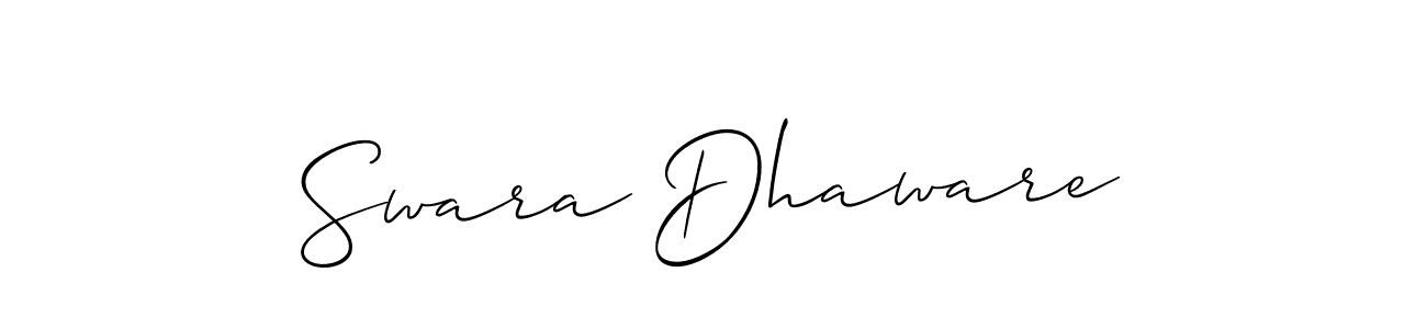 Also You can easily find your signature by using the search form. We will create Swara Dhaware name handwritten signature images for you free of cost using Allison_Script sign style. Swara Dhaware signature style 2 images and pictures png
