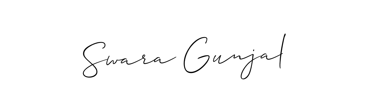 This is the best signature style for the Swara Gunjal name. Also you like these signature font (Allison_Script). Mix name signature. Swara Gunjal signature style 2 images and pictures png