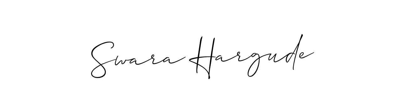 You should practise on your own different ways (Allison_Script) to write your name (Swara Hargude) in signature. don't let someone else do it for you. Swara Hargude signature style 2 images and pictures png