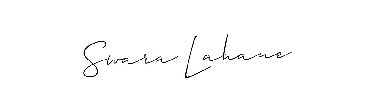 The best way (Allison_Script) to make a short signature is to pick only two or three words in your name. The name Swara Lahane include a total of six letters. For converting this name. Swara Lahane signature style 2 images and pictures png