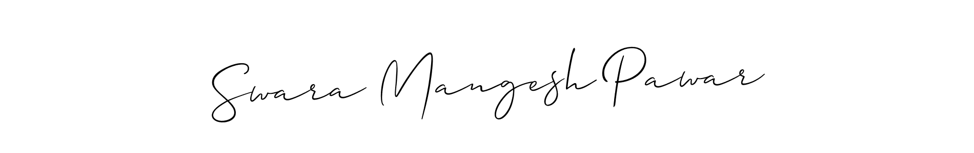 Design your own signature with our free online signature maker. With this signature software, you can create a handwritten (Allison_Script) signature for name Swara Mangesh Pawar. Swara Mangesh Pawar signature style 2 images and pictures png