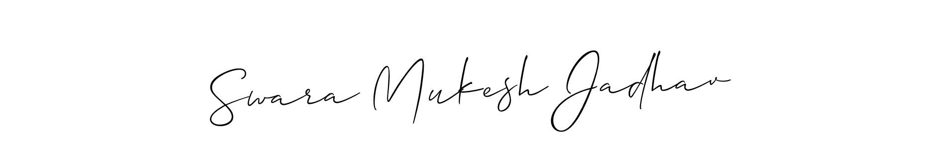 Create a beautiful signature design for name Swara Mukesh Jadhav. With this signature (Allison_Script) fonts, you can make a handwritten signature for free. Swara Mukesh Jadhav signature style 2 images and pictures png