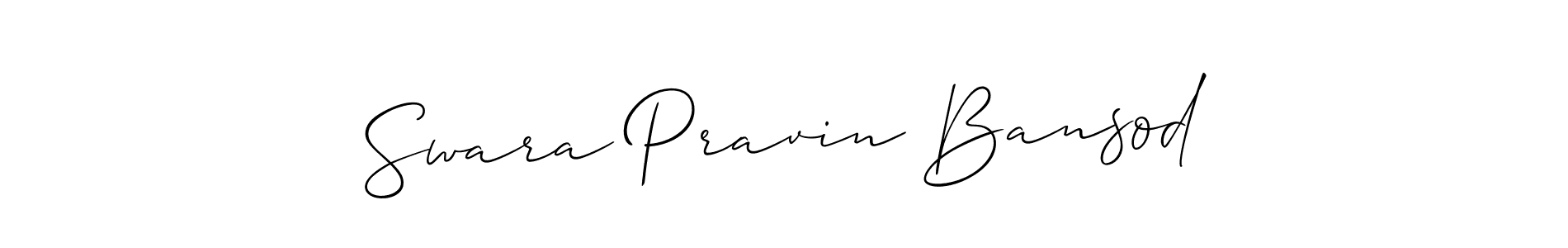 You should practise on your own different ways (Allison_Script) to write your name (Swara Pravin Bansod) in signature. don't let someone else do it for you. Swara Pravin Bansod signature style 2 images and pictures png