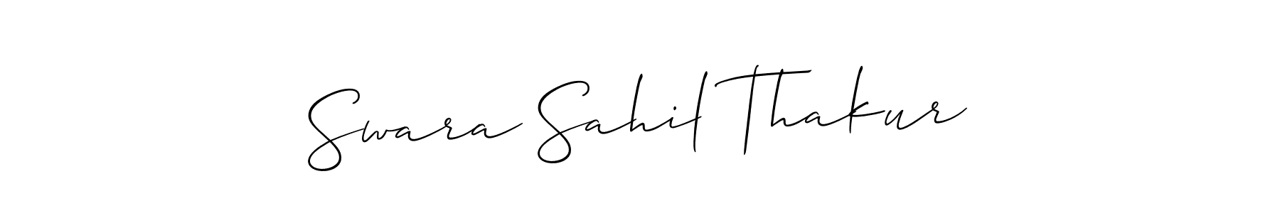 if you are searching for the best signature style for your name Swara Sahil Thakur. so please give up your signature search. here we have designed multiple signature styles  using Allison_Script. Swara Sahil Thakur signature style 2 images and pictures png