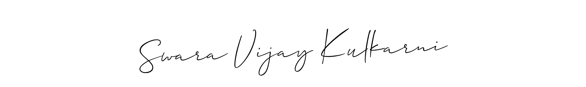 Make a short Swara Vijay Kulkarni signature style. Manage your documents anywhere anytime using Allison_Script. Create and add eSignatures, submit forms, share and send files easily. Swara Vijay Kulkarni signature style 2 images and pictures png