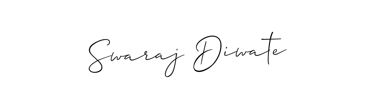 Also we have Swaraj Diwate name is the best signature style. Create professional handwritten signature collection using Allison_Script autograph style. Swaraj Diwate signature style 2 images and pictures png