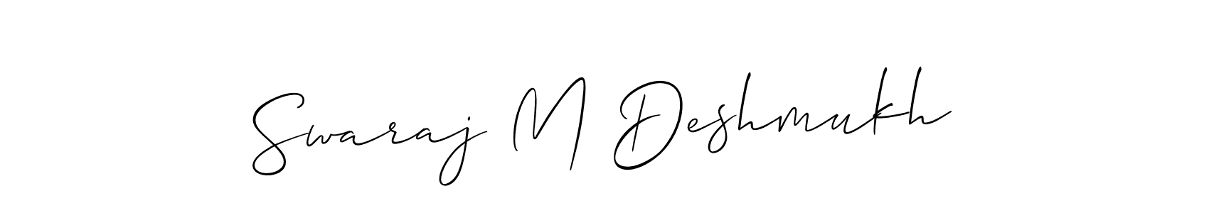 You should practise on your own different ways (Allison_Script) to write your name (Swaraj M Deshmukh) in signature. don't let someone else do it for you. Swaraj M Deshmukh signature style 2 images and pictures png