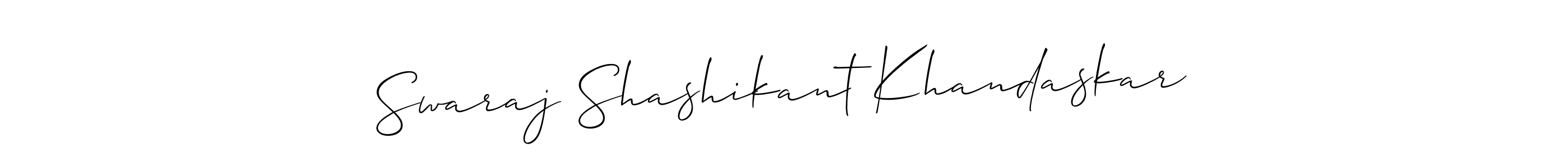 Make a short Swaraj Shashikant Khandaskar signature style. Manage your documents anywhere anytime using Allison_Script. Create and add eSignatures, submit forms, share and send files easily. Swaraj Shashikant Khandaskar signature style 2 images and pictures png