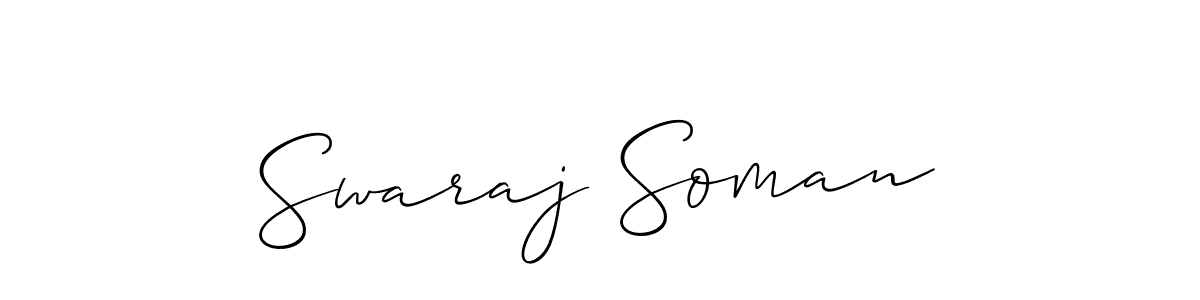 This is the best signature style for the Swaraj Soman name. Also you like these signature font (Allison_Script). Mix name signature. Swaraj Soman signature style 2 images and pictures png