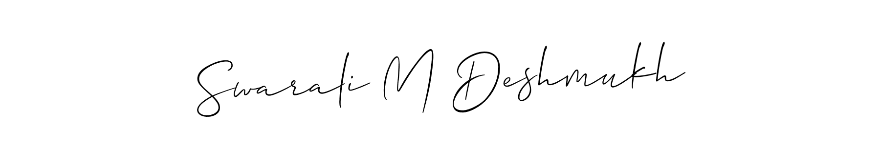 Make a short Swarali M Deshmukh signature style. Manage your documents anywhere anytime using Allison_Script. Create and add eSignatures, submit forms, share and send files easily. Swarali M Deshmukh signature style 2 images and pictures png