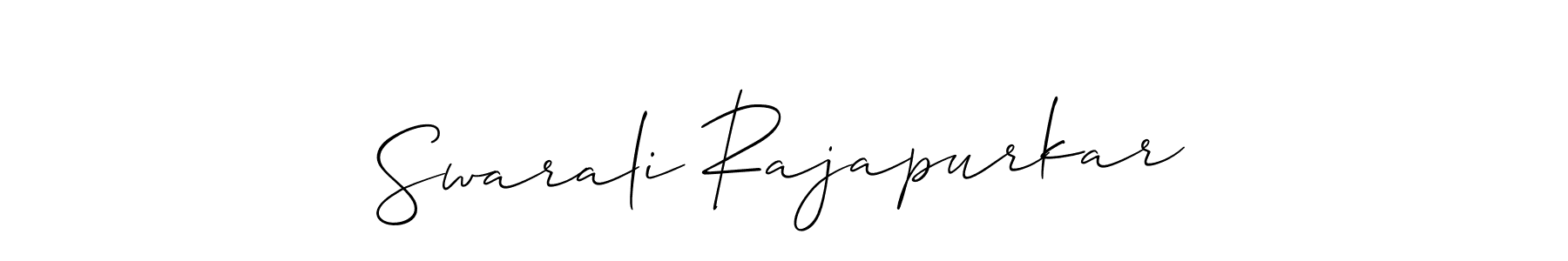 Also You can easily find your signature by using the search form. We will create Swarali Rajapurkar name handwritten signature images for you free of cost using Allison_Script sign style. Swarali Rajapurkar signature style 2 images and pictures png