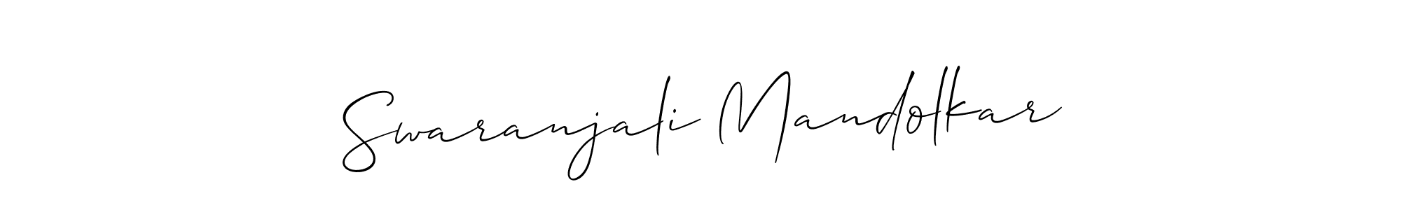 It looks lik you need a new signature style for name Swaranjali Mandolkar. Design unique handwritten (Allison_Script) signature with our free signature maker in just a few clicks. Swaranjali Mandolkar signature style 2 images and pictures png