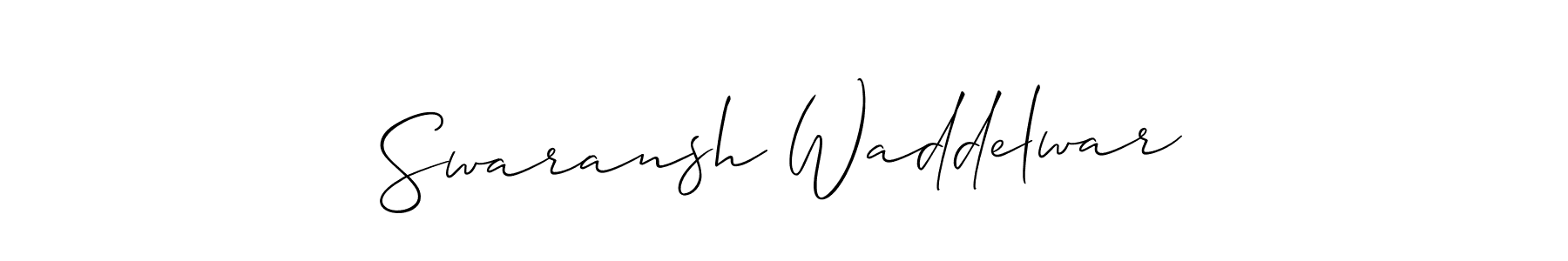 Also You can easily find your signature by using the search form. We will create Swaransh Waddelwar name handwritten signature images for you free of cost using Allison_Script sign style. Swaransh Waddelwar signature style 2 images and pictures png