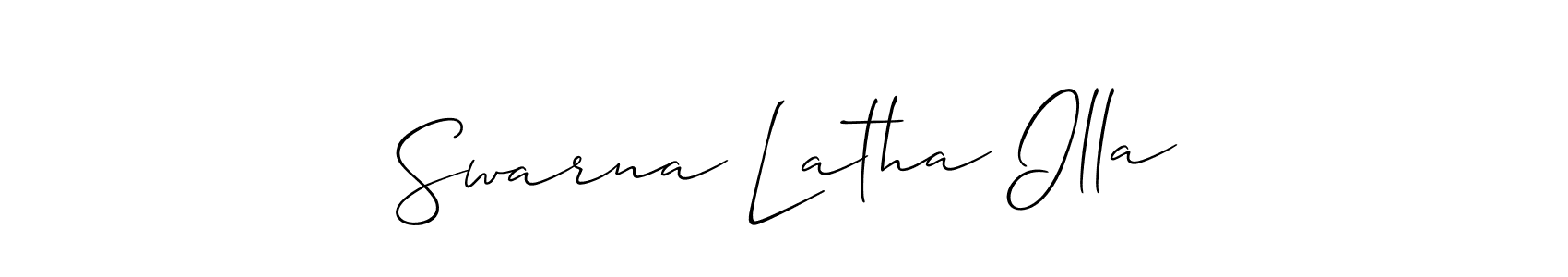 Make a beautiful signature design for name Swarna Latha Illa. With this signature (Allison_Script) style, you can create a handwritten signature for free. Swarna Latha Illa signature style 2 images and pictures png